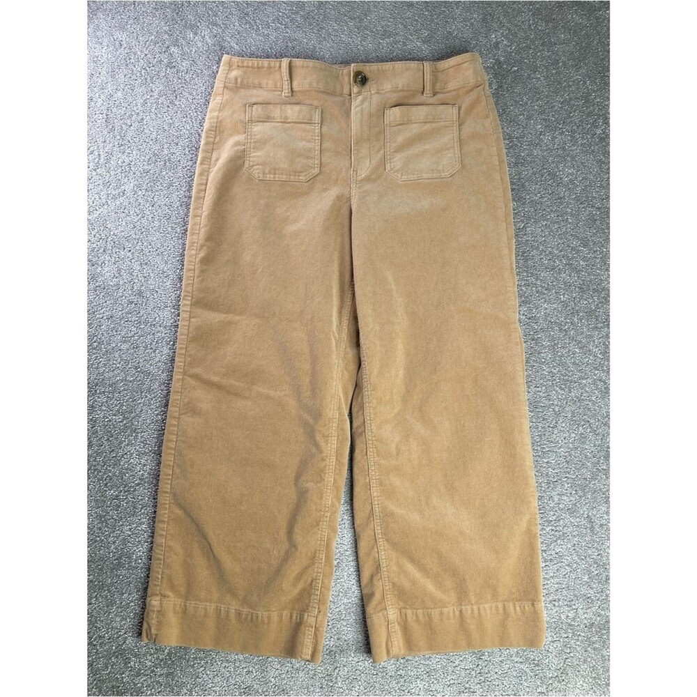 Talbots Corduroy Wide Leg Crop Pants Women’s 14 Petite Tan Stretch
